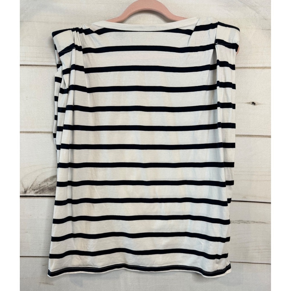 French Connection Womens Striped Padded Shoulder Sleeveless Cotton Top Medium - Picture 6 of 6